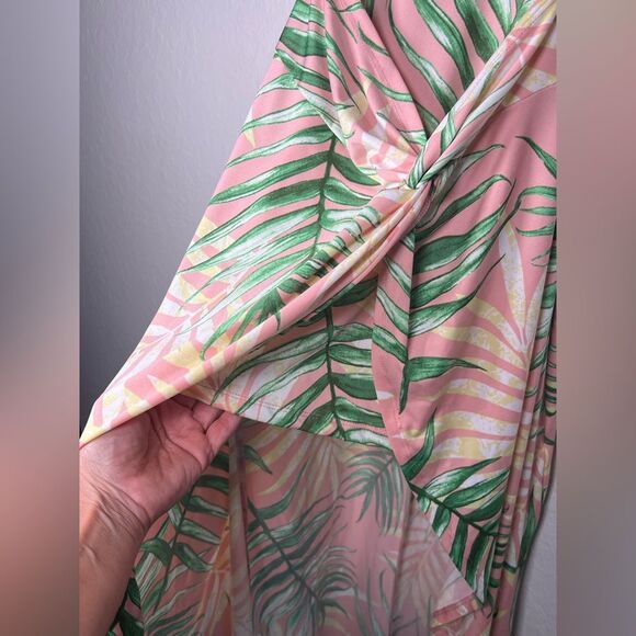 Haute Monde Tropical Pink and Green Women's High Low Dress NWT Large - Picture 3 of 8